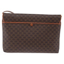 CELINE Macadam Canvas Horse Carriage Bag PVC Leather Brown Gold Auth 200080-2