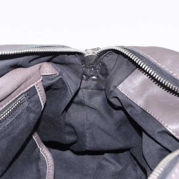 Chloe Chain Hand Bag Leather Gray Silver Auth 200082A