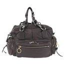 Chloe Chain Hand Bag Leather Gray Silver Auth 200082A-13