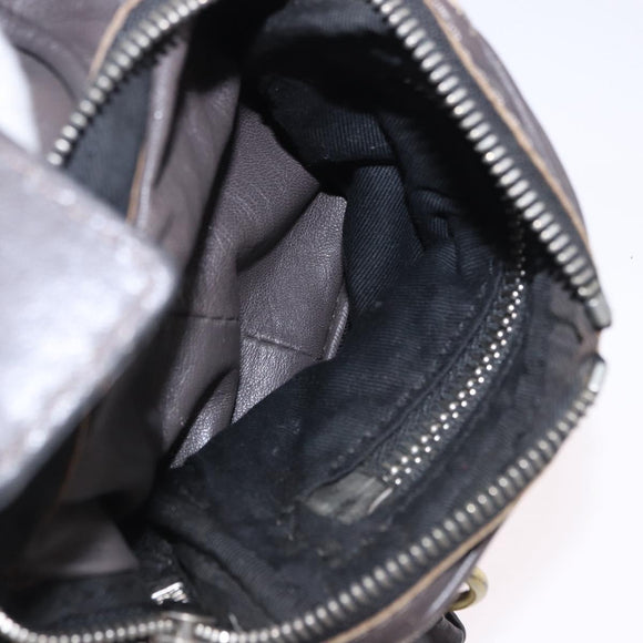 Chloe Chain Hand Bag Leather Gray Silver Auth 200082A