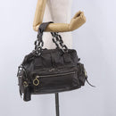 Chloe Chain Hand Bag Leather Gray Silver Auth 200082A-27