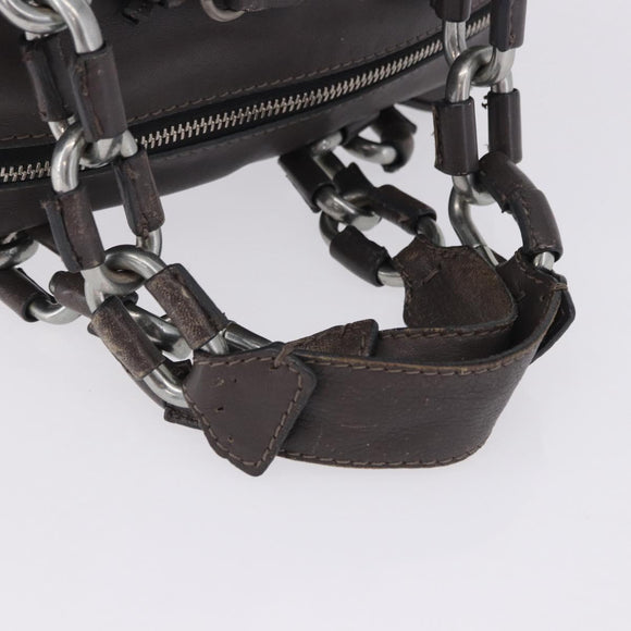 Chloe Chain Hand Bag Leather Gray Silver Auth 200082A