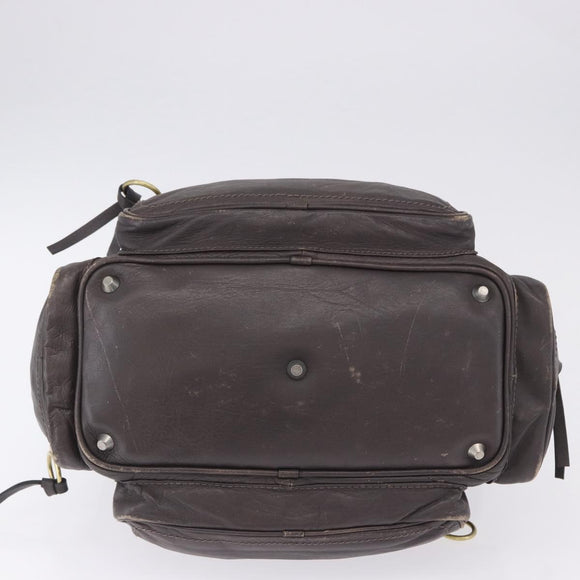 Chloe Chain Hand Bag Leather Gray Silver Auth 200082A