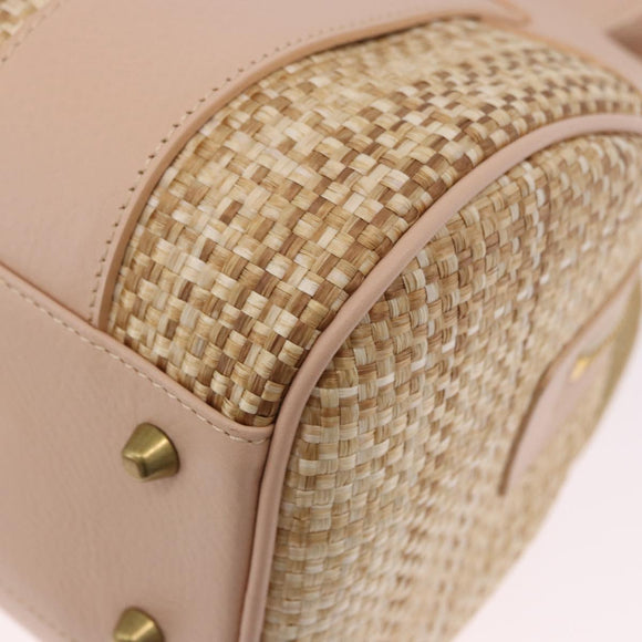 Chloe Hand Bag straw Gold Beige Auth 200083