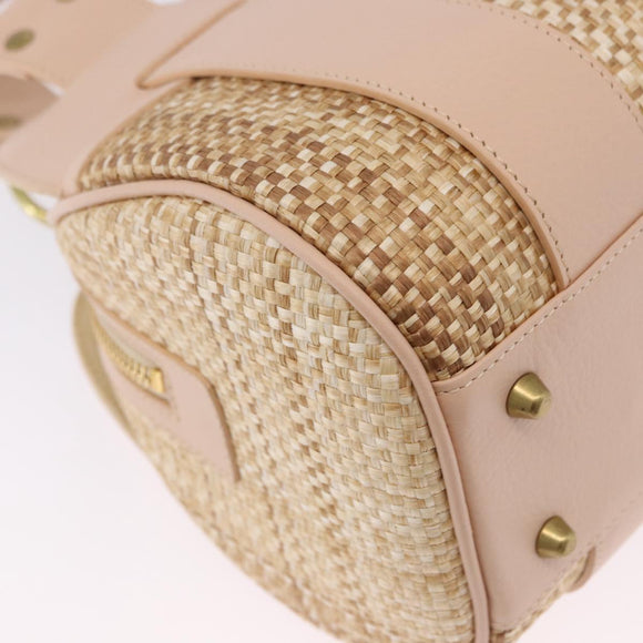 Chloe Hand Bag straw Gold Beige Auth 200083