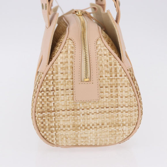 Chloe Hand Bag straw Gold Beige Auth 200083