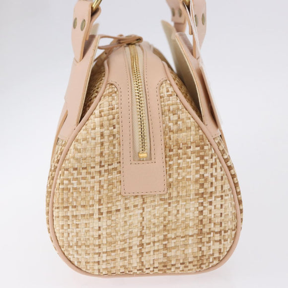 Chloe Hand Bag straw Gold Beige Auth 200083