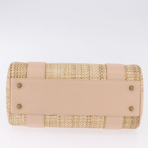Chloe Hand Bag straw Gold Beige Auth 200083