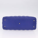 Christian Dior Canage Lady Dior Hand Bag Lamb Skin 2way Blue Silver Auth 200084M-5