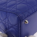 Christian Dior Canage Lady Dior Hand Bag Lamb Skin 2way Blue Silver Auth 200084M-16