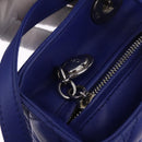 Christian Dior Canage Lady Dior Hand Bag Lamb Skin 2way Blue Silver Auth 200084M-10