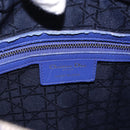 Christian Dior Canage Lady Dior Hand Bag Lamb Skin 2way Blue Silver Auth 200084M-21