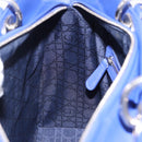 Christian Dior Canage Lady Dior Hand Bag Lamb Skin 2way Blue Silver Auth 200084M-23