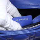 Christian Dior Canage Lady Dior Hand Bag Lamb Skin 2way Blue Silver Auth 200084M-12