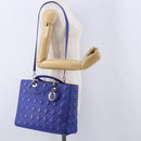Christian Dior Canage Lady Dior Hand Bag Lamb Skin 2way Blue Silver Auth 200084M-26