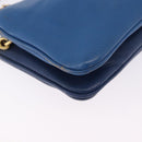 Miu Miu Shoulder Bag Leather Blue Gold Auth 200087A-14