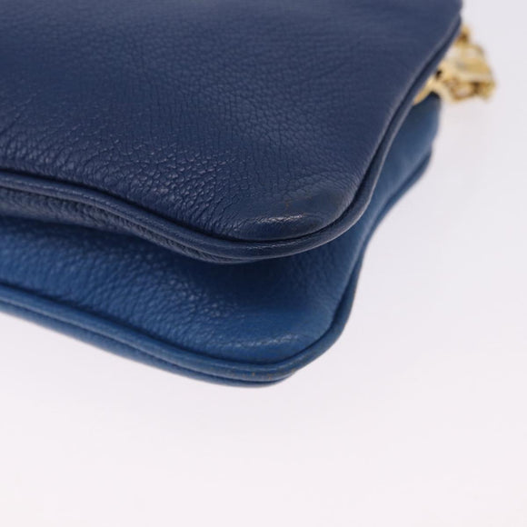 Miu Miu Shoulder Bag Leather Blue Gold Auth 200087A