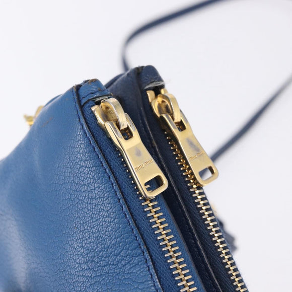 Miu Miu Shoulder Bag Leather Blue Gold Auth 200087A