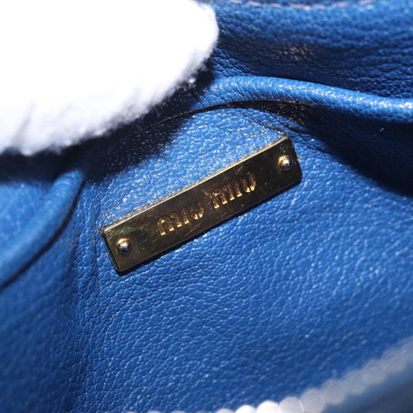 Miu Miu Shoulder Bag Leather Blue Gold Auth 200087A