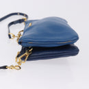 Miu Miu Shoulder Bag Leather Blue Gold Auth 200087A-4