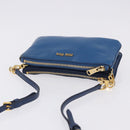 Miu Miu Shoulder Bag Leather Blue Gold Auth 200087A-6