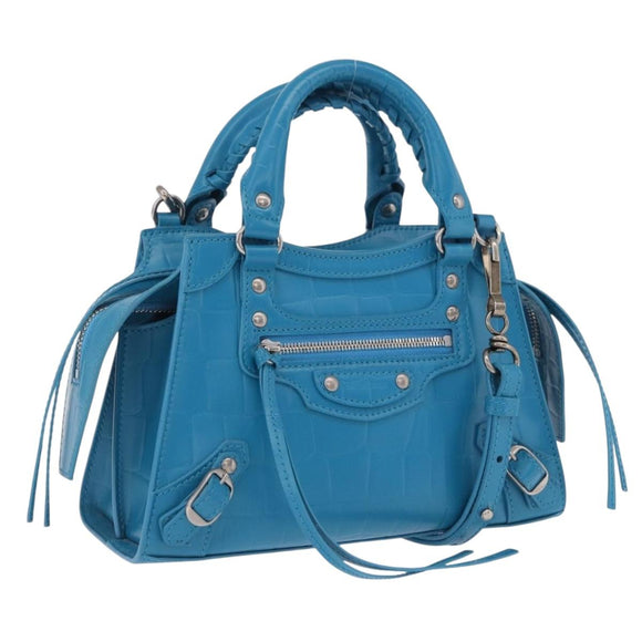 BALENCIAGA Neo Classic City Mini Bag Leather 2way Blue 638524 Auth 200089SAM