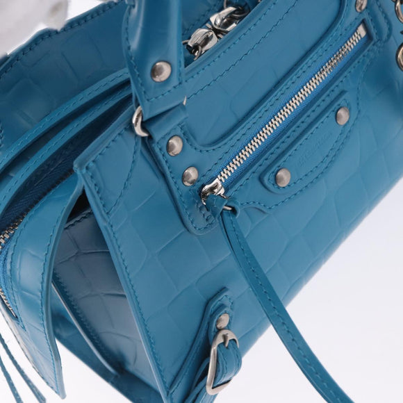BALENCIAGA Neo Classic City Mini Bag Leather 2way Blue 638524 Auth 200089SAM