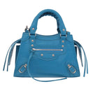 BALENCIAGA Neo Classic City Mini Bag Leather 2way Blue 638524 Auth 200089SAM-13