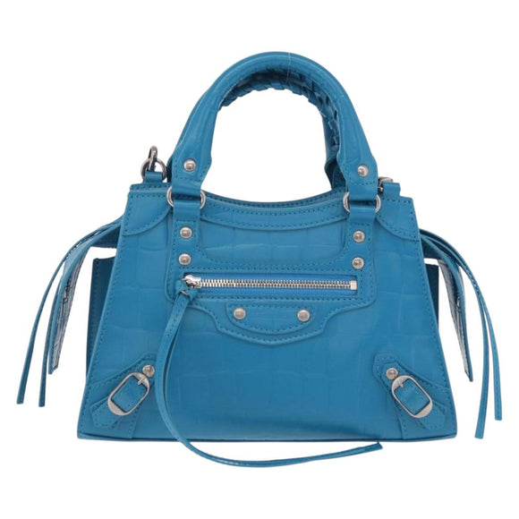 BALENCIAGA Neo Classic City Mini Bag Leather 2way Blue 638524 Auth 200089SAM