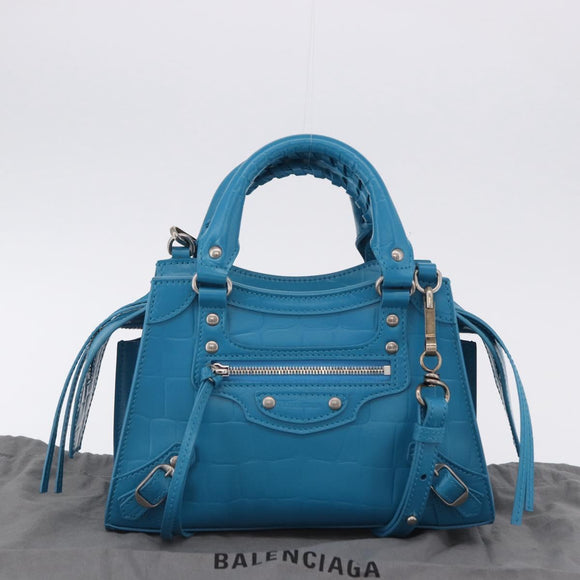 BALENCIAGA Neo Classic City Mini Bag Leather 2way Blue 638524 Auth 200089SAM