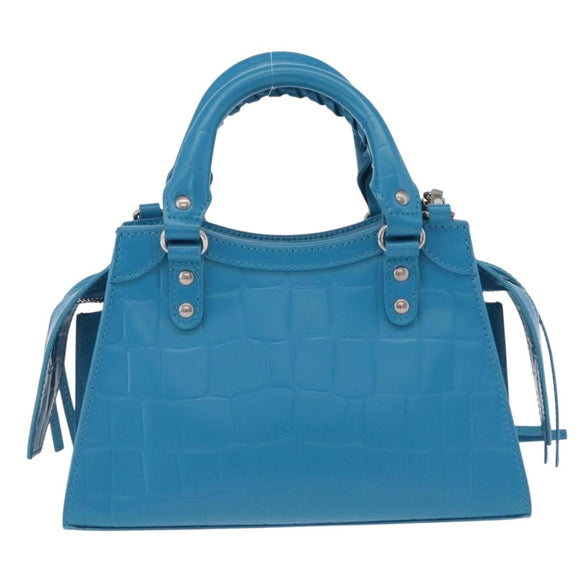 BALENCIAGA Neo Classic City Mini Bag Leather 2way Blue 638524 Auth 200089SAM