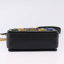 VERSACE Medusa Chain Shoulder Bag Leather Black Gold Auth 200090M-6