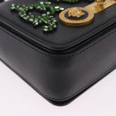 VERSACE Medusa Chain Shoulder Bag Leather Black Gold Auth 200090M-15