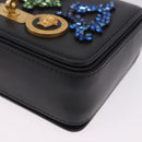 VERSACE Medusa Chain Shoulder Bag Leather Black Gold Auth 200090M-16