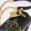 VERSACE Medusa Chain Shoulder Bag Leather Black Gold Auth 200090M-19