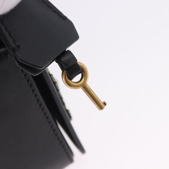 VERSACE Medusa Chain Shoulder Bag Leather Black Gold Auth 200090M
