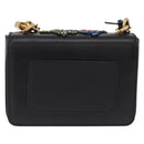 VERSACE Medusa Chain Shoulder Bag Leather Black Gold Auth 200090M-3