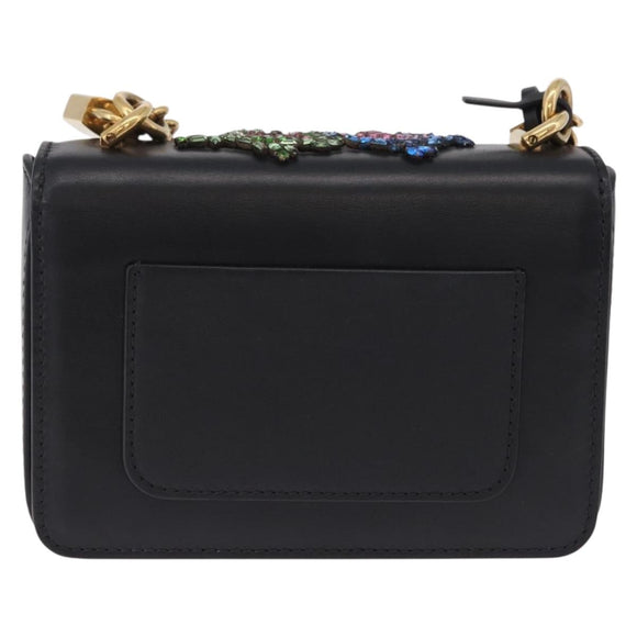 VERSACE Medusa Chain Shoulder Bag Leather Black Gold Auth 200090M
