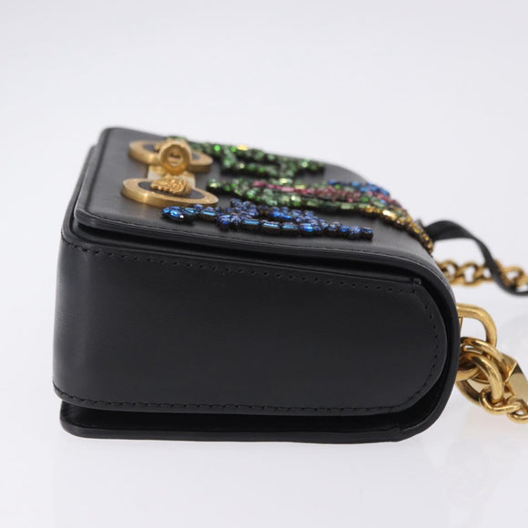 VERSACE Medusa Chain Shoulder Bag Leather Black Gold Auth 200090M