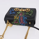 VERSACE Medusa Chain Shoulder Bag Leather Black Gold Auth 200090M-7