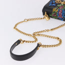 VERSACE Medusa Chain Shoulder Bag Leather Black Gold Auth 200090M-8