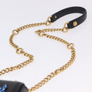 VERSACE Medusa Chain Shoulder Bag Leather Black Gold Auth 200090M-14