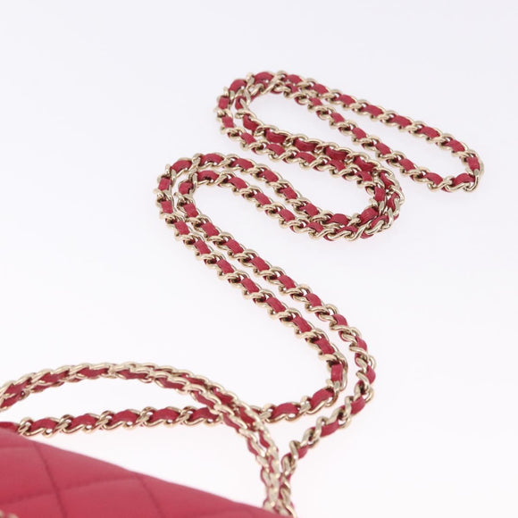CHANEL Matelasse Top Handle Chain Caviar Skin 2way Red Gold CC Auth 200091SAM