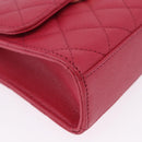 CHANEL Matelasse Top Handle Chain Caviar Skin 2way Red Gold CC Auth 200091SAM-16