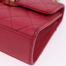 CHANEL Matelasse Top Handle Chain Caviar Skin 2way Red Gold CC Auth 200091SAM-17
