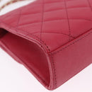 CHANEL Matelasse Top Handle Chain Caviar Skin 2way Red Gold CC Auth 200091SAM-18