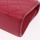 CHANEL Matelasse Top Handle Chain Caviar Skin 2way Red Gold CC Auth 200091SAM-19