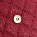 CHANEL Matelasse Top Handle Chain Caviar Skin 2way Red Gold CC Auth 200091SAM-23