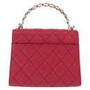 CHANEL Matelasse Top Handle Chain Caviar Skin 2way Red Gold CC Auth 200091SAM-2