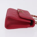 CHANEL Matelasse Top Handle Chain Caviar Skin 2way Red Gold CC Auth 200091SAM-3